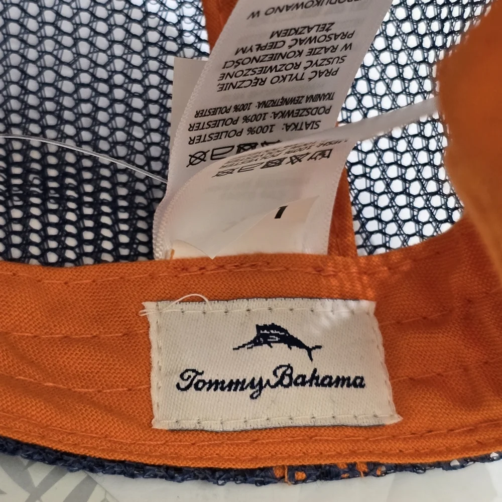 TOMMY BAHAMA kids‎ Trucker Mesh Snapback Cap Beach Print L/XL Navy NWT